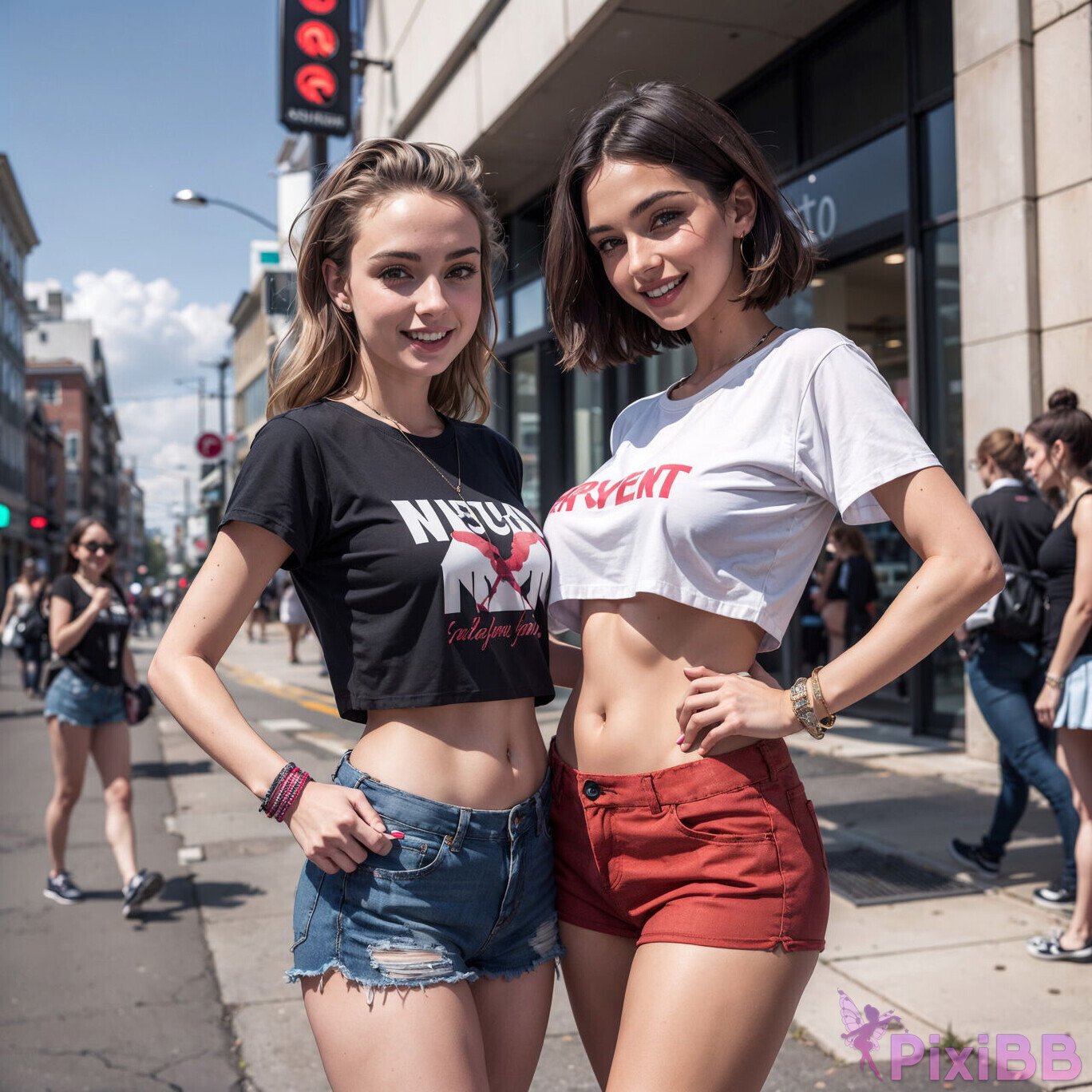 Sexy Girls Having Fun In The City With Friend PixiBB 01