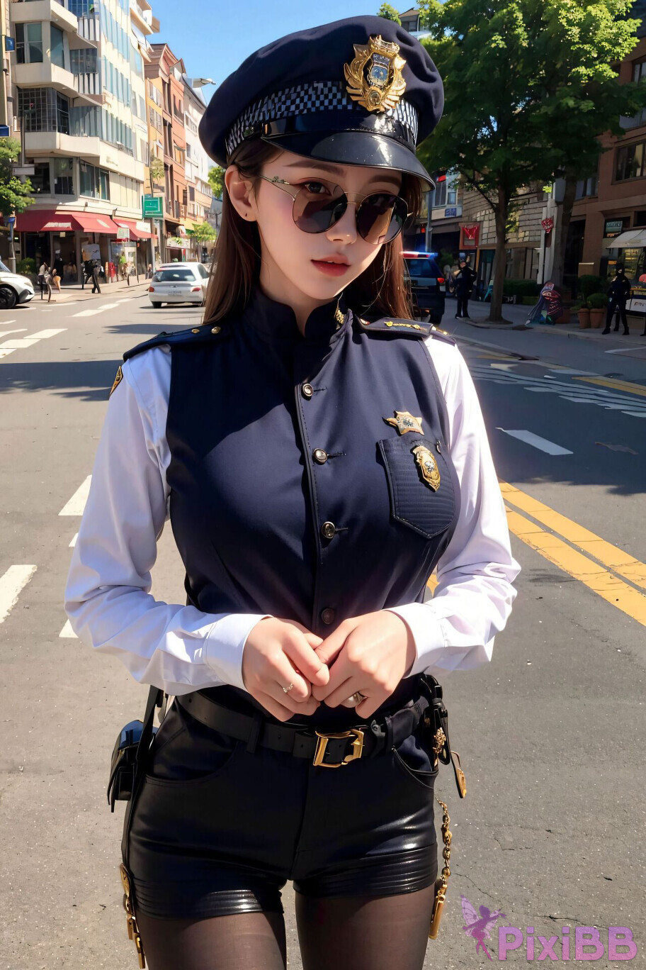 Sexy Police Inspector Girl Sexy Cop Girl in Uniform PixiBB 01