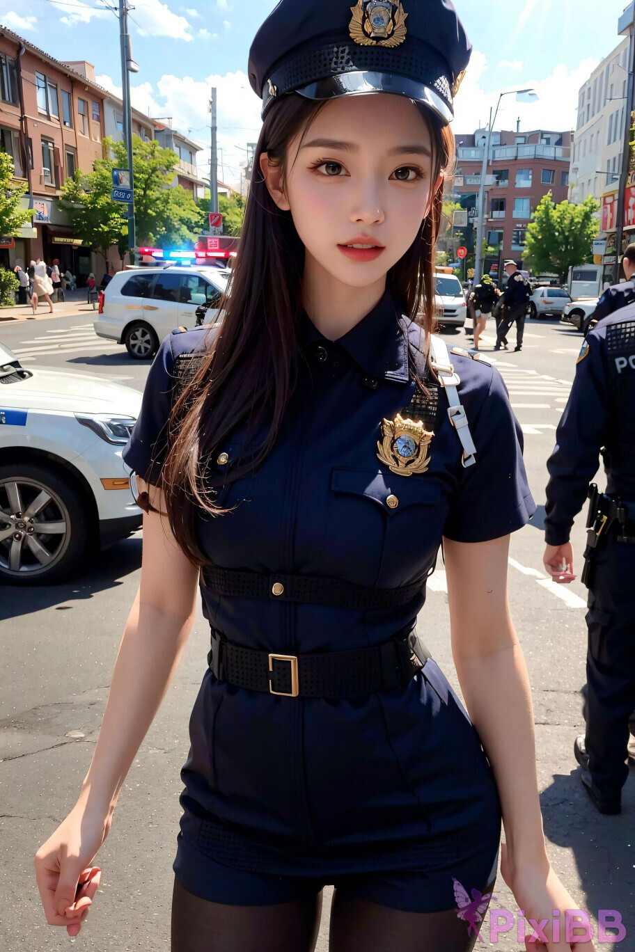 Sexy Police Inspector Girl Sexy Cop Girl in Uniform PixiBB 07