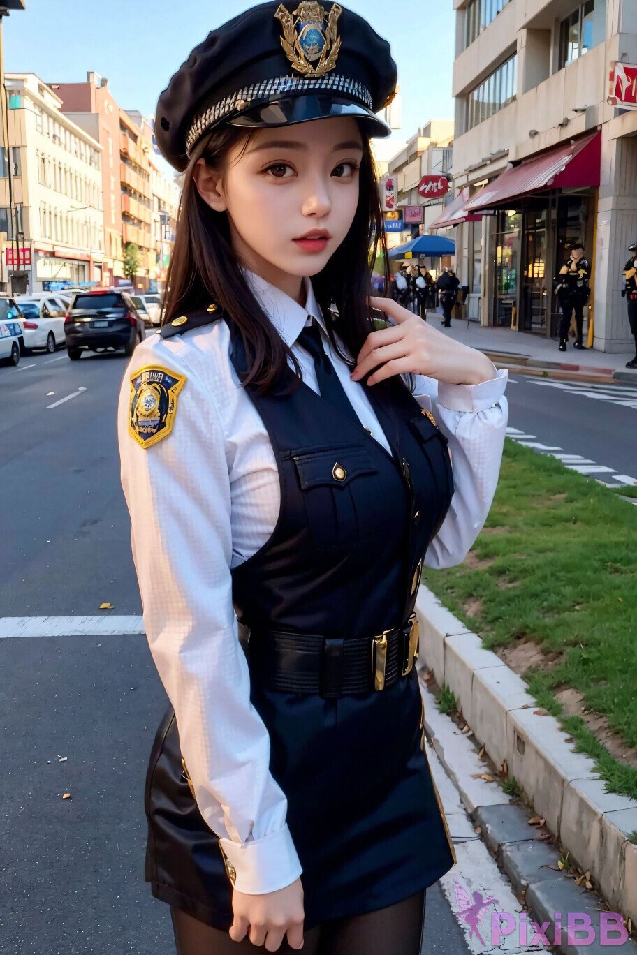 Sexy Police Inspector Girl Sexy Cop Girl in Uniform PixiBB 209