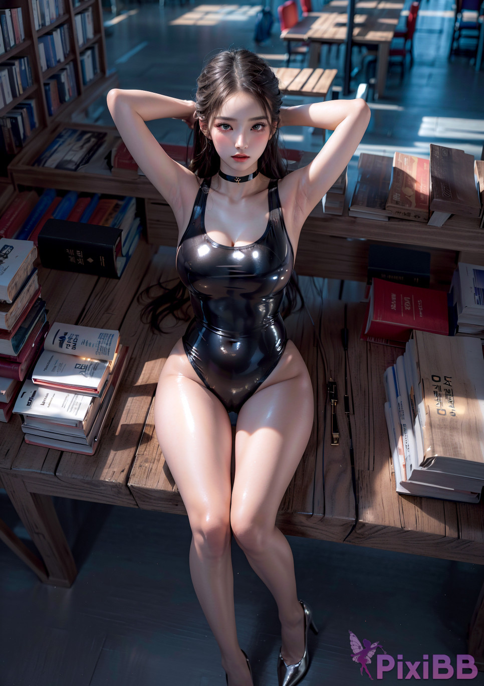 Sexy AI Girl In Library PixiBB.COM 003